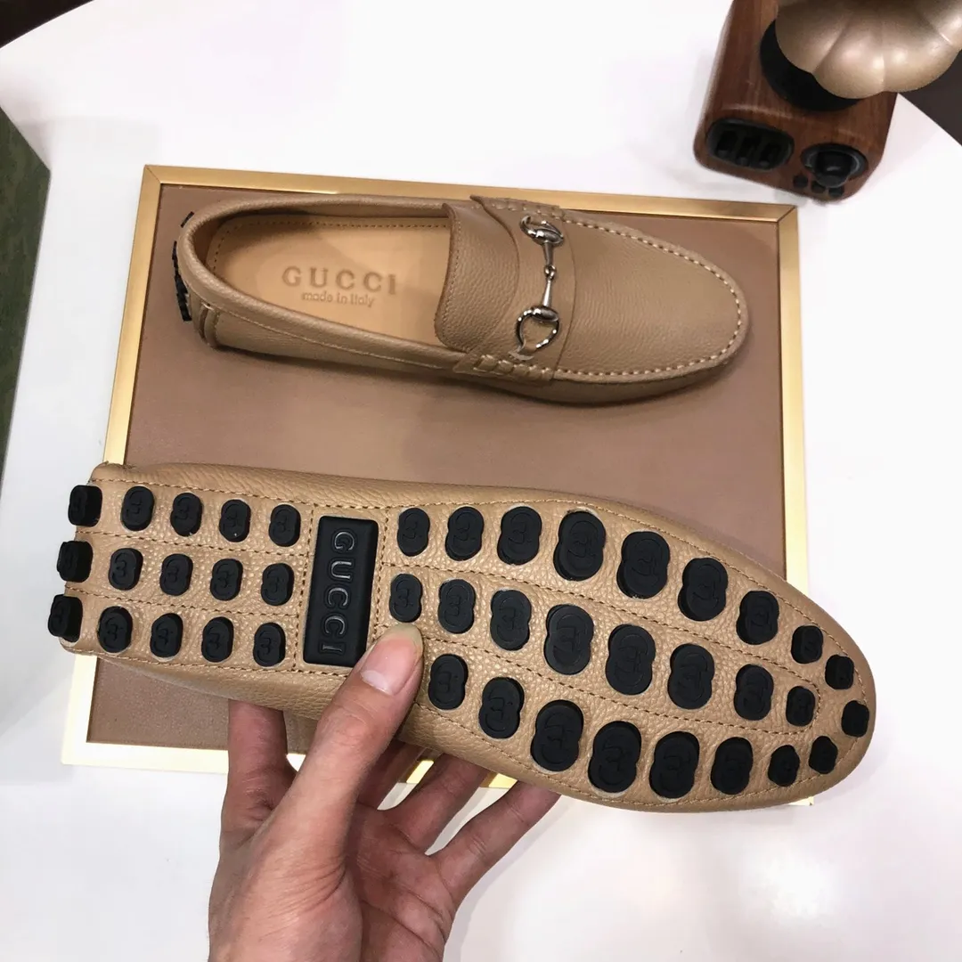 Men's Men's Shoes💰420💰[Gucci GUCCI] (High-end Niuli) New 🍀Gucci*-Gucci Peas Shoes! Made of imported original cowhide, the inner top layer is comfortable cowhide lining! Original wear-resistant rubber outsole! High quality products! Code number 38-44!